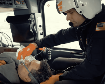 flight paramedic with patient